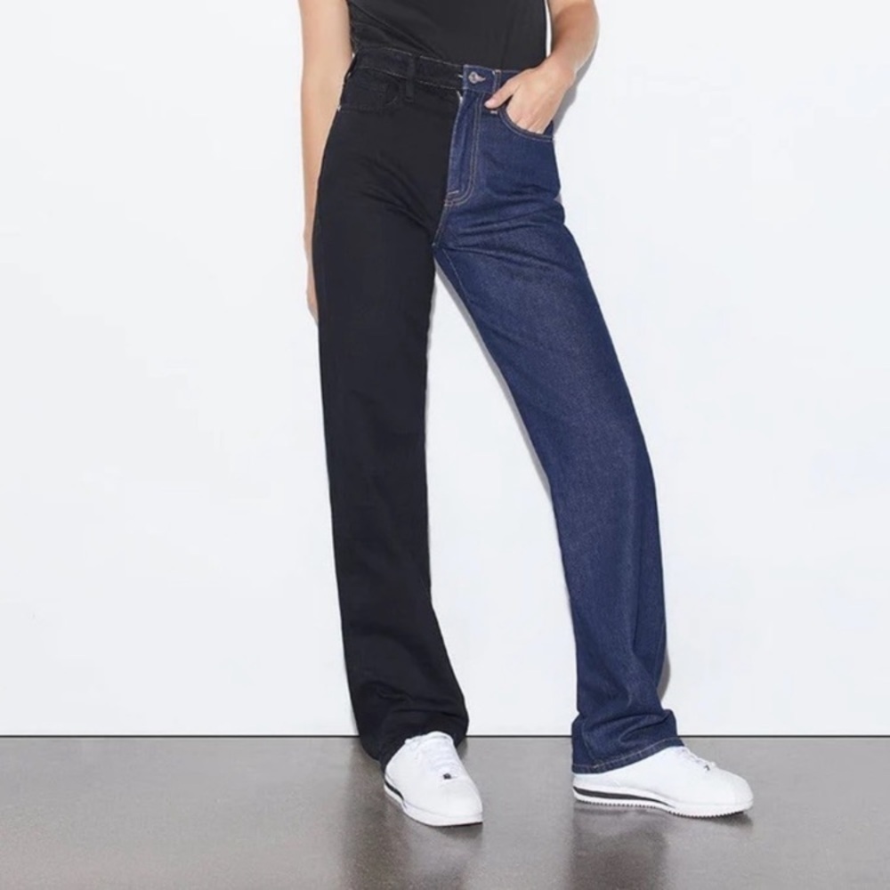 Frame Le Jane Color block High Waisted Straight Jean Size 26